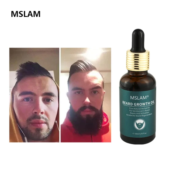 Mslam Olio puro per la crescita della barba da uomo per coltivare i baffi Olio essenziale più spesso per la barba da uomo più piena PRO 30ml